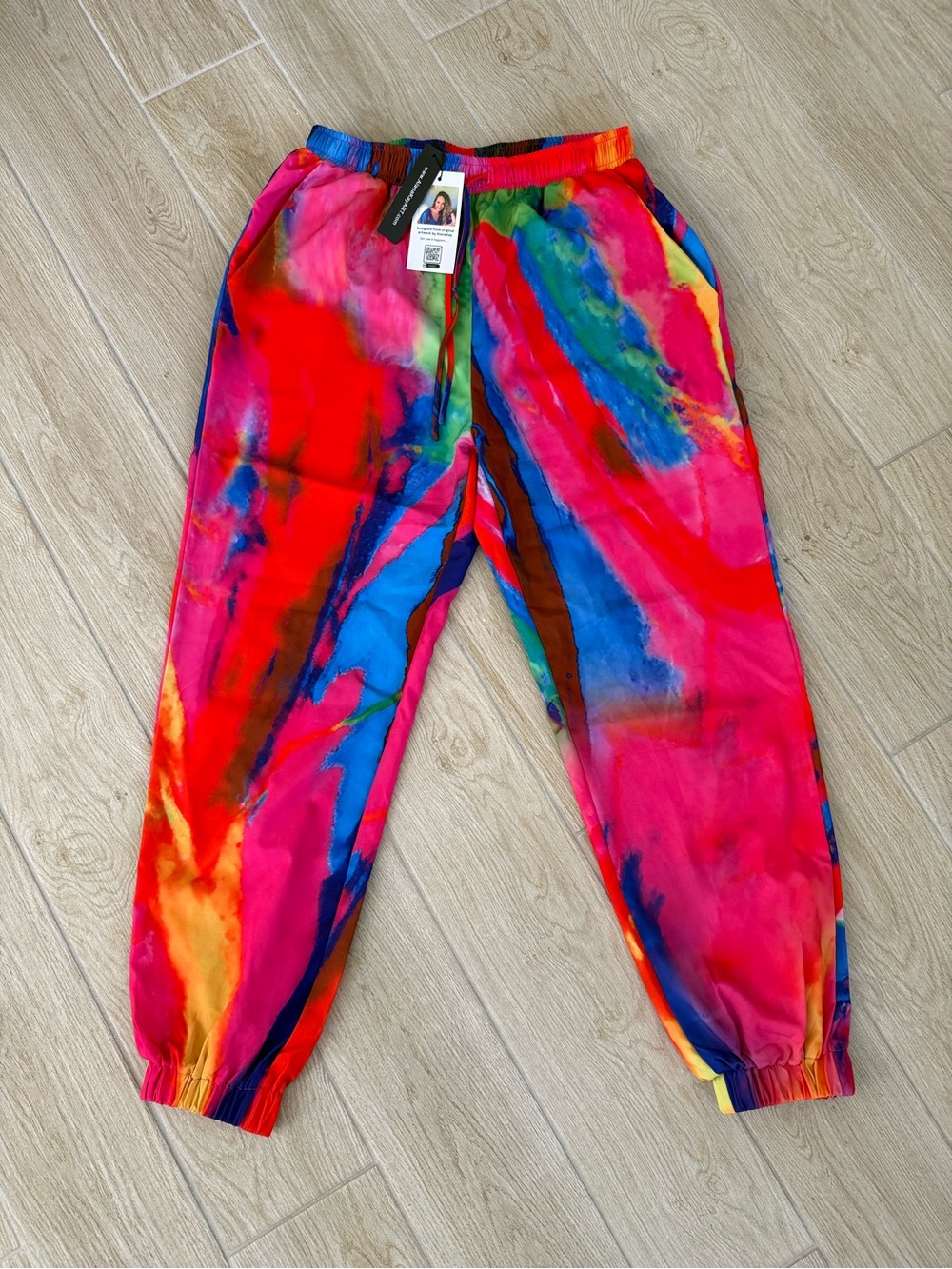 NWT AlanaKay Art Multicolor Watercolor Print Jogger Pants Size M